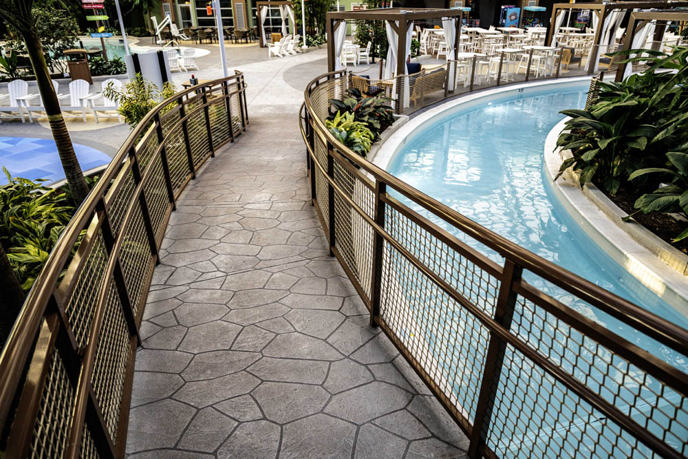 Tuscan Palos Verdes flooring along the lazy river walkway