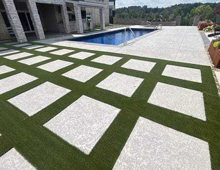 artificial grass and pavers