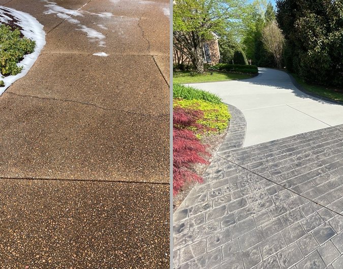 before and after concrete driveway resurfacing