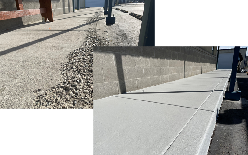 salt damaged concrete before and after resurfacing