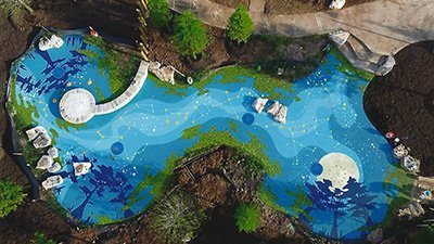 Knockdown Texture with custom designs and colors per spec SawMill Lake Recreation Center