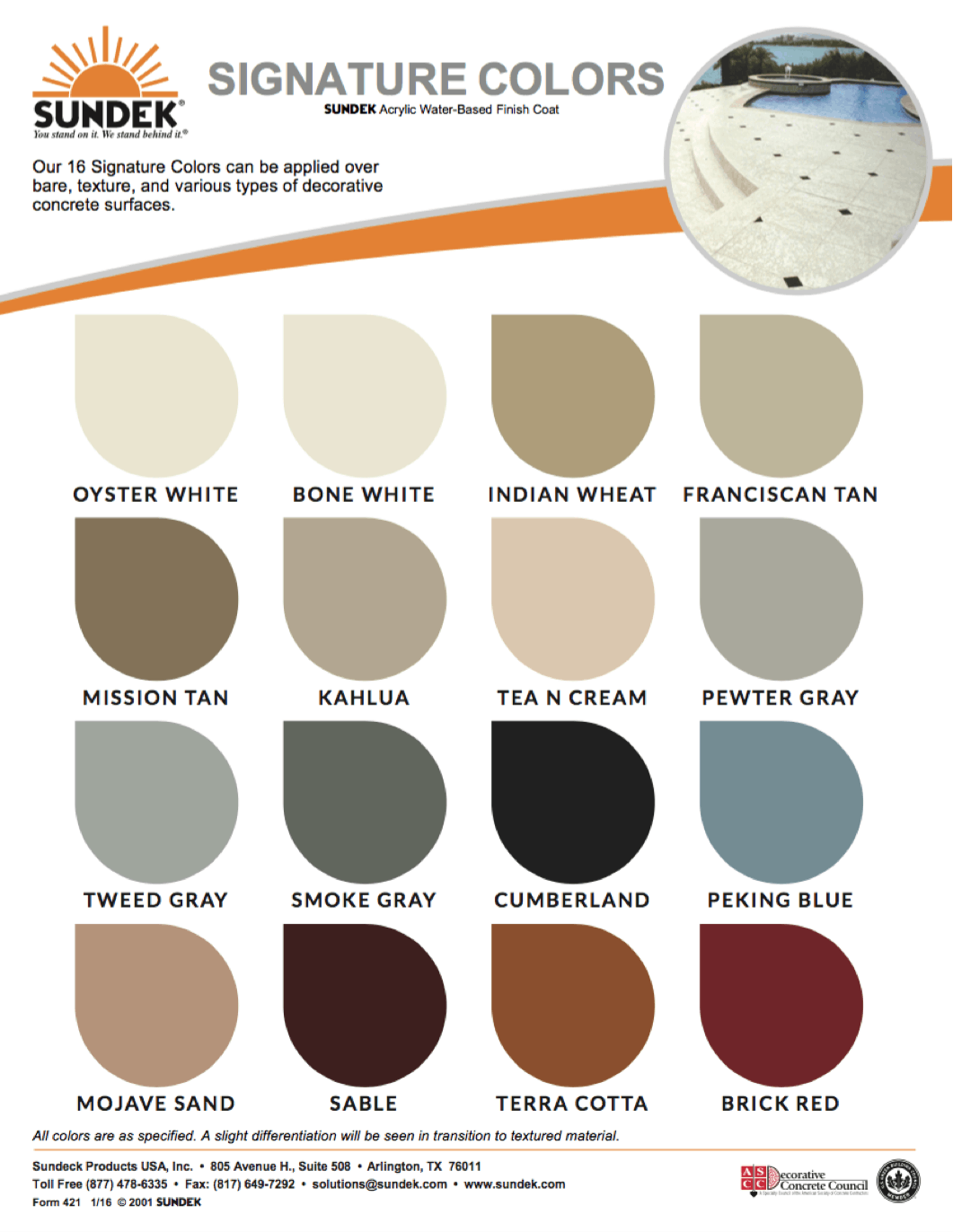 Sundek Color Chart